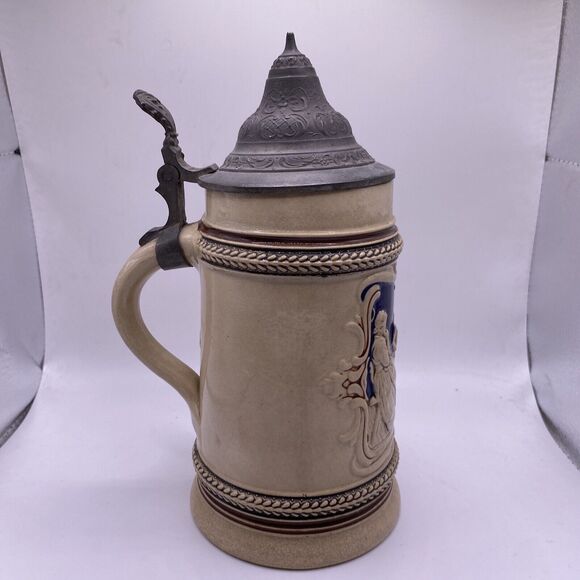Other - Vintage Stoneware German Beer Stein With lid 1/2L